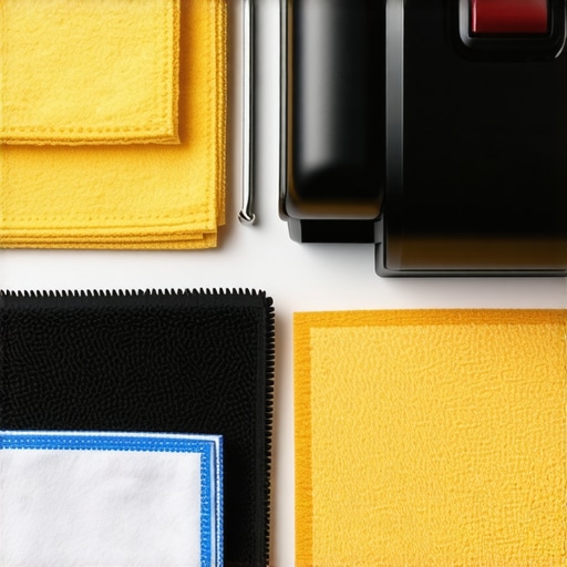 Professional cleaning tools including vacuum and microfiber cloths used in post-construction cleanup