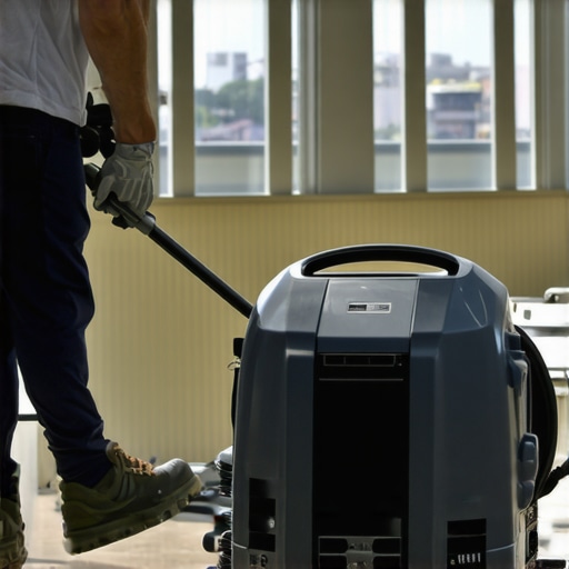 Advanced Ultrasonic Carpet Cleaning Technology Modern ultrasonic device cleaning carpets after construction