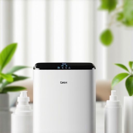 Modern home cleaning tools including ultrasonic cleaners and eco-friendly products displayed on a kitchen countertop.