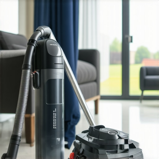 Vacuum and steam cleaner being used for home deep cleaning.