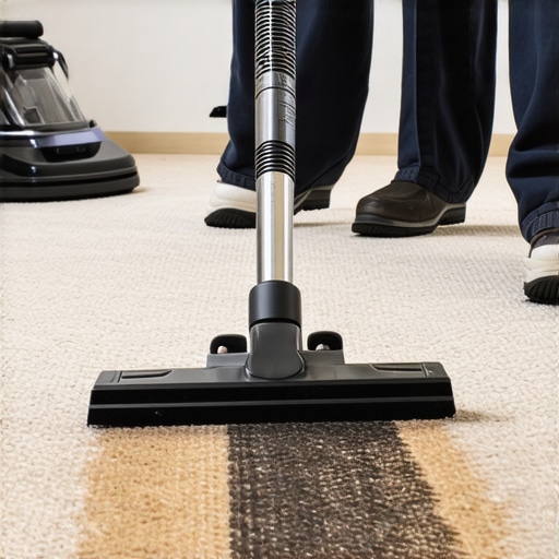 Professional cleaning of a carpet with specialized equipment showing deep extraction