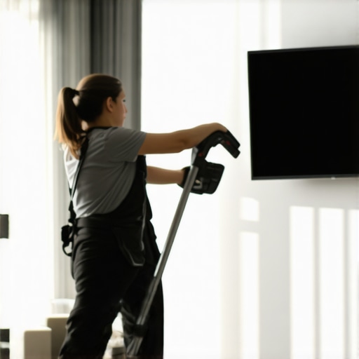 Person vacuuming drywall dust from wall corners using a HEPA filter vacuum cleaner