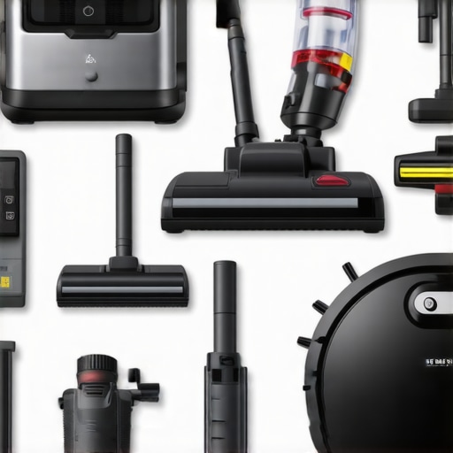 Collection of professional cleaning equipment including vacuum, steam cleaner, enzyme solution, and robot vacuum.