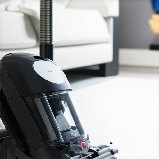 HEPA Filter Vacuum for Home Maintenance A person using a HEPA-filter vacuum cleaner in a neatly maintained living room