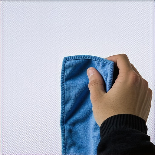 A microfiber cloth carefully wiping dust off a sleek OLED television screen