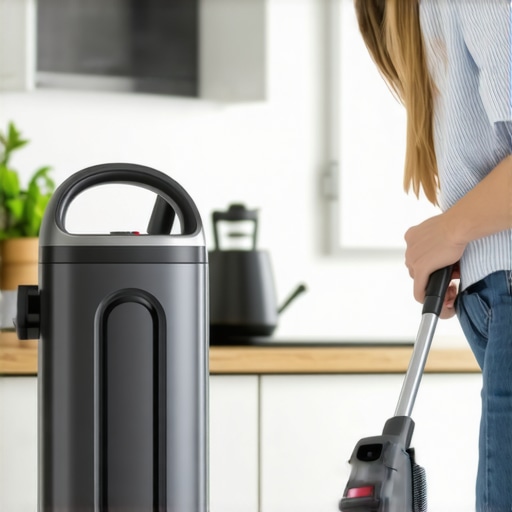 Vacuum cleaner and steam mop performing deep cleaning in a modern home