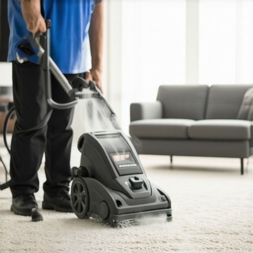 Deep Carpet Cleaning for Odor Removal A professional carpet cleaning machine extracting moisture from a plush living room carpet.