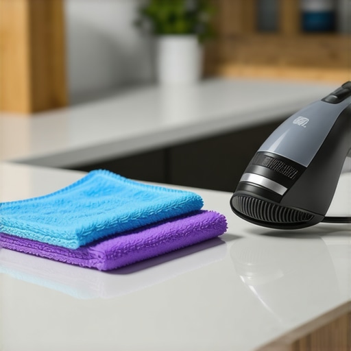 Microfiber cloths and steam cleaner for home cleaning