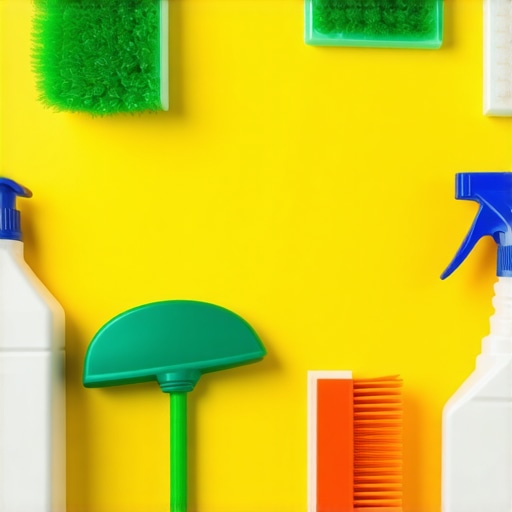 Professional cleaning tools and eco-friendly solutions ready for post-construction cleaning.