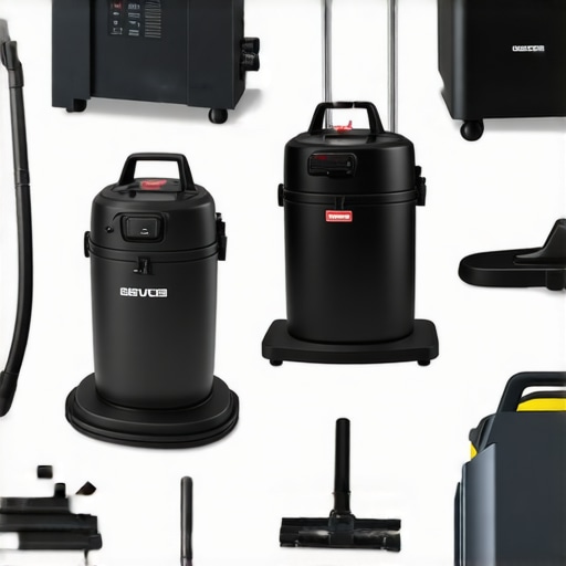 Professional Cleaning Tools Setup A set of advanced cleaning tools including vacuum, steam cleaner, and debris removal equipment for deep cleaning