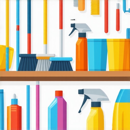 A well-organized workspace showing various cleaning tools and accessories neatly stored and maintained.