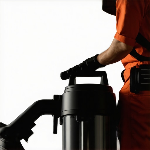 HEPA vacuum cleaner with attachment cleaning drywall dust