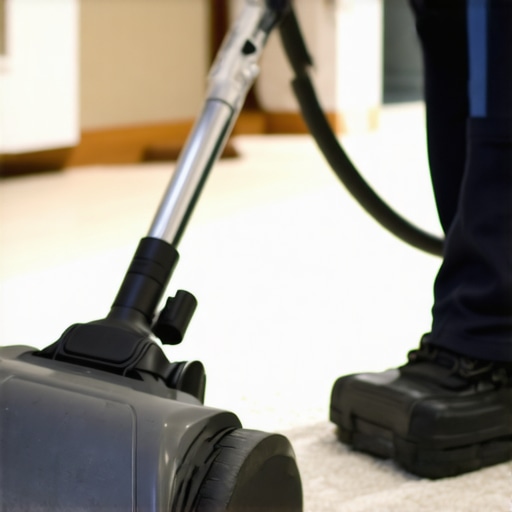 Professional equipment performing deep carpet cleaning