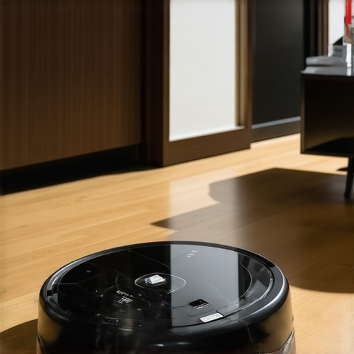 Steam cleaner and robotic vacuum ready for deep cleaning in a tidy living room