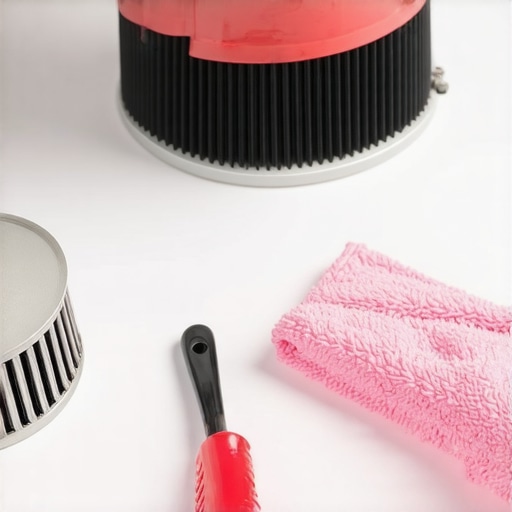 Person using a brush and cloth to clean inside ceiling recessed lights.