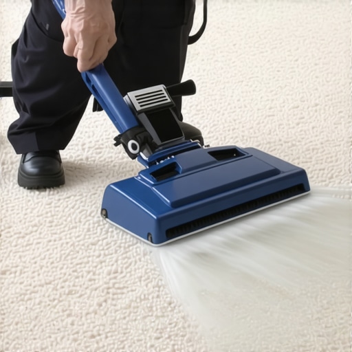 Professional technician performing deep carpet cleaning with hot water extraction