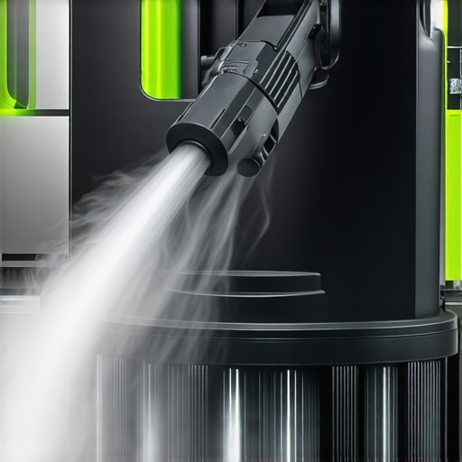 A steam cleaner vigorously sanitizing a carpet during home deep cleaning.
