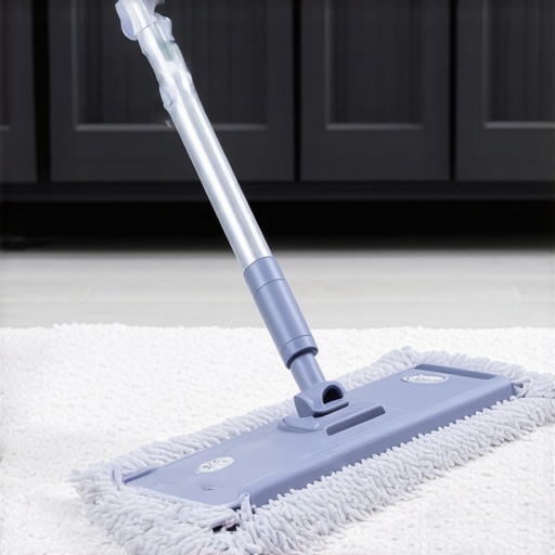 Ergonomic Microfiber Mop for Home Cleaning Close-up of microfiber mop with adjustable handle ready for cleaning floors