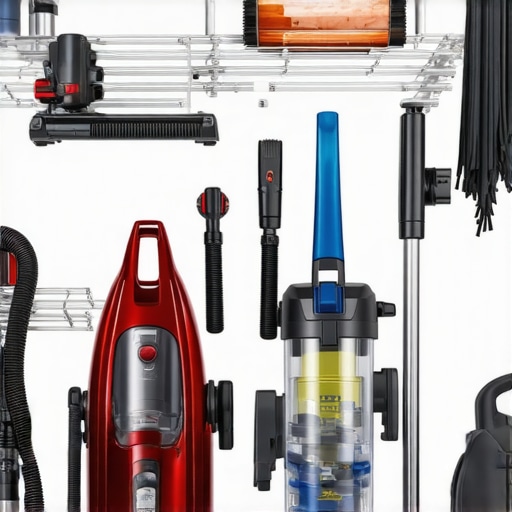 A tidy closet with advanced vacuum and steam cleaning equipment for home maintenance.