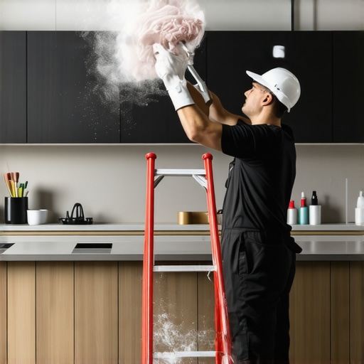 How to pull construction dust from the top of high cabinets