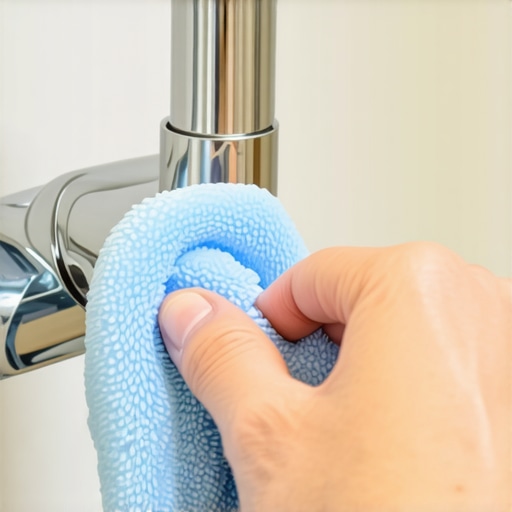 Hand polishing a chrome faucet with cloth and polish to restore shine