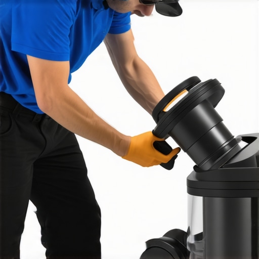 Close-up of someone replacing vacuum filters and inspecting seals for optimal performance