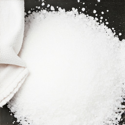 Person scrubbing a cast iron skillet with salt and cloth in a cozy kitchen.