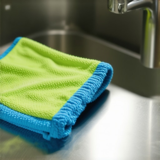 A microfiber cloth expertly cleaning a kitchen stainless steel appliance
