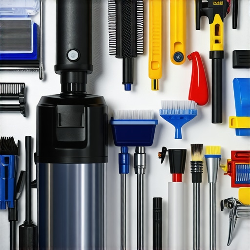 A neatly organized cleaning equipment station with modern tools ready for deep cleaning.