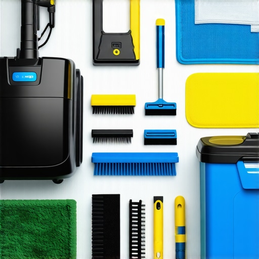 Professional carpet cleaning tools and equipment laid out for maintenance and deep cleaning.