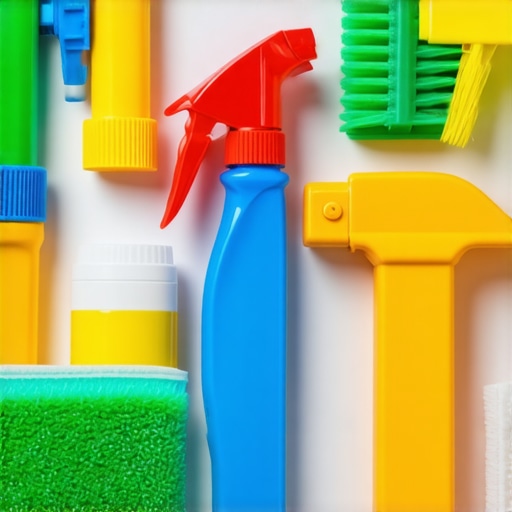 Professional cleaning tools and eco-friendly cleaning solutions for residential surfaces.