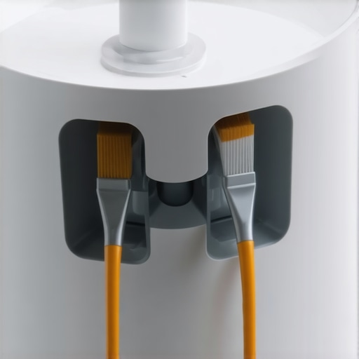 Person cleaning humidifier parts with vinegar and brushes in a home environment