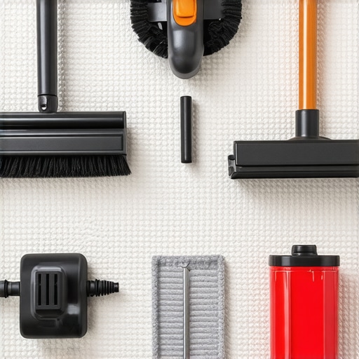 Premium Carpet Cleaning Tools An organized display of high-grade carpet cleaning equipment and tools.