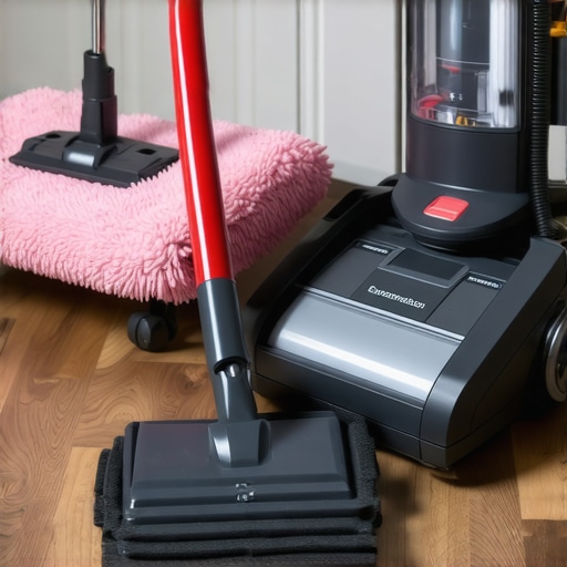 Microfiber mop and HEPA vacuum ready for professional cleaning