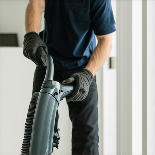 Technician using specialized equipment for thorough house cleaning.