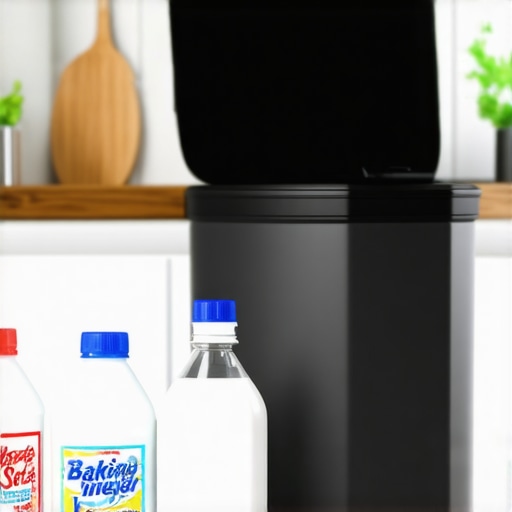 Freshly cleaned and deodorized trash can with baking soda and vinegar