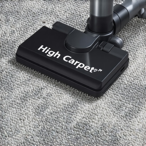 Close up of a vacuum height adjustment dial on plush carpet