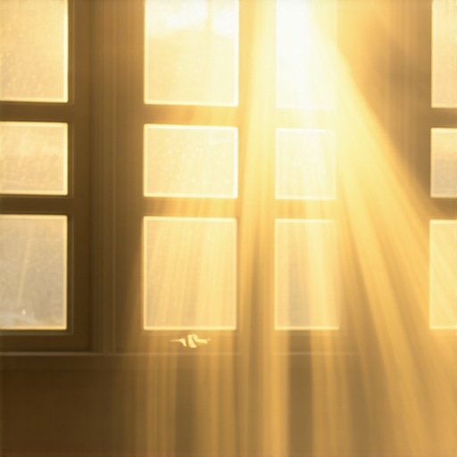 Fine dust particles floating in sunlight after a home renovation