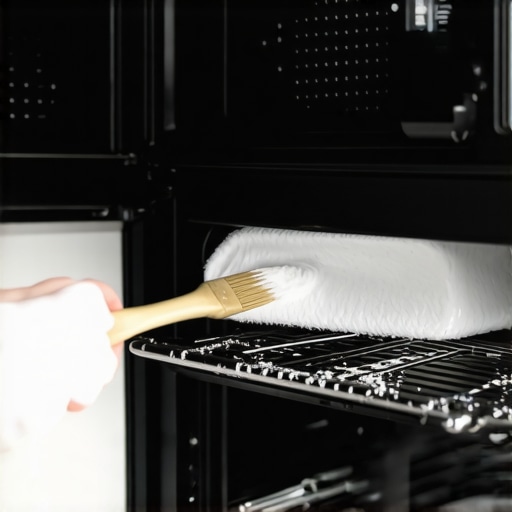 Step-by-step cleaning of a toaster oven using a homemade baking soda paste to remove carbon.