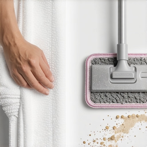 Comparing a clean white microfiber pad to a dirty grey used pad for steam mopping floors.