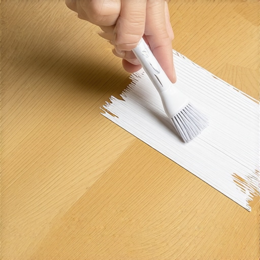 Close up of cleaning paint from wood grain with a toothbrush