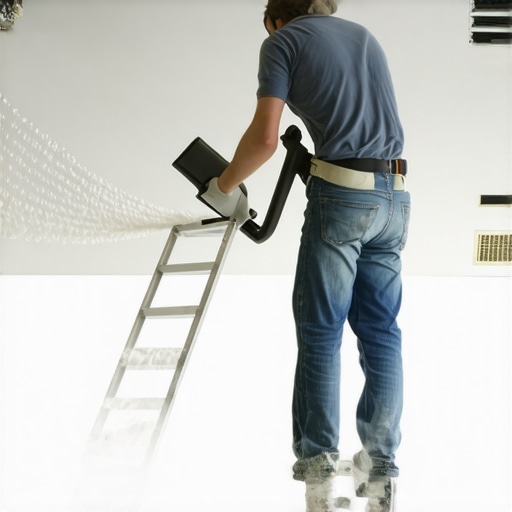 A close up of a vacuum brush cleaning a recessed ceiling light canister after a home renovation.