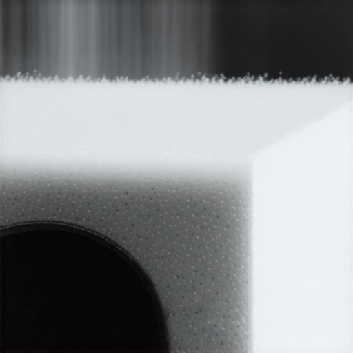A macro shot of a dirty vacuum filter filled with white drywall dust