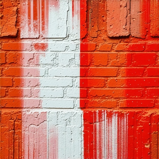 Macro view of brick surface showing the difference between a clean area and an area with cleaning chemical buildup.