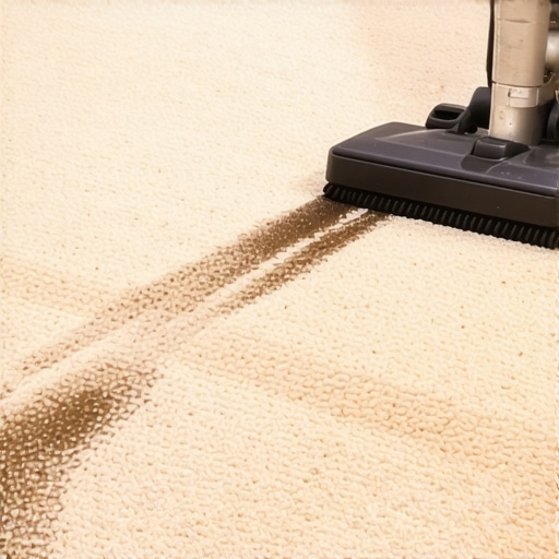 A carpet cleaning wand extracting dirty water from a plush carpet
