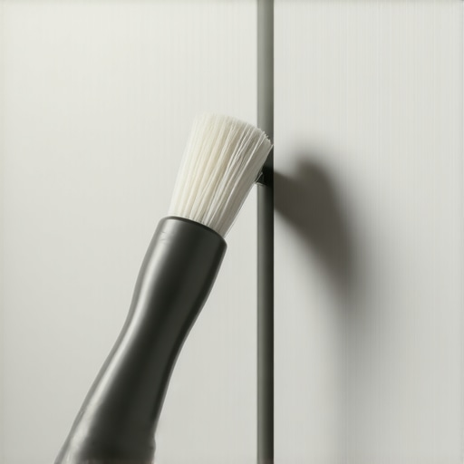 Cleaning fine sawdust out of a cabinet hinge using a small detail brush