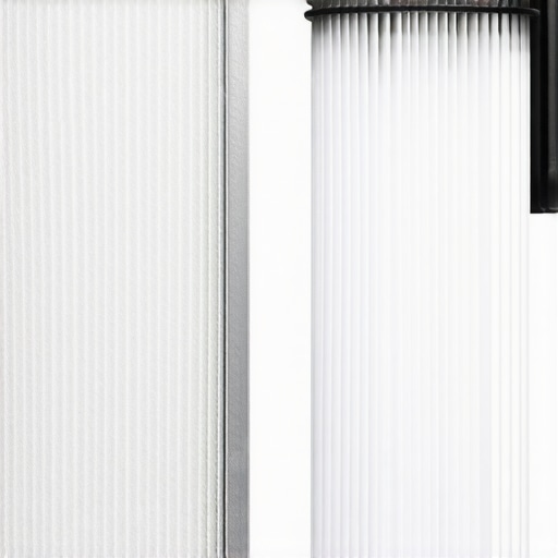 Comparison between a clean HEPA filter and one clogged with fine drywall dust after a home renovation.