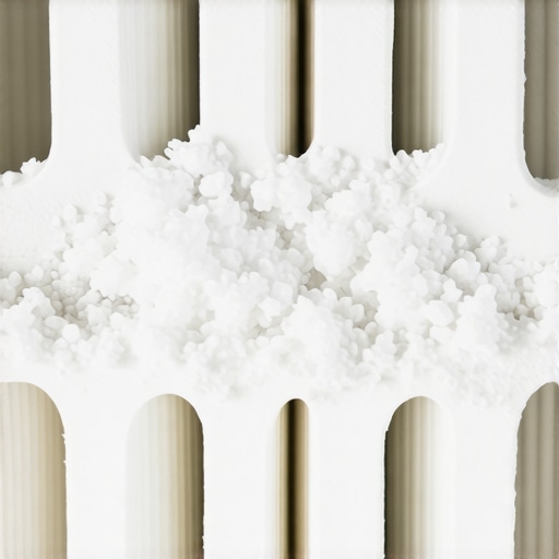 Clogged HEPA filter with fine white construction dust