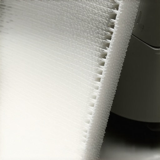 Close-up of a HEPA filter clogged with fine renovation dust