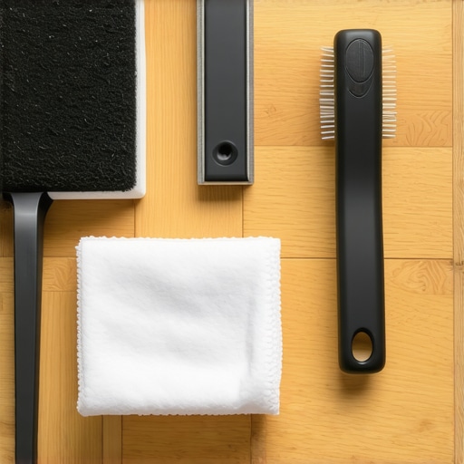 Professional cleaning caddy with suede eraser and squeegee for home deep cleaning maintenance.